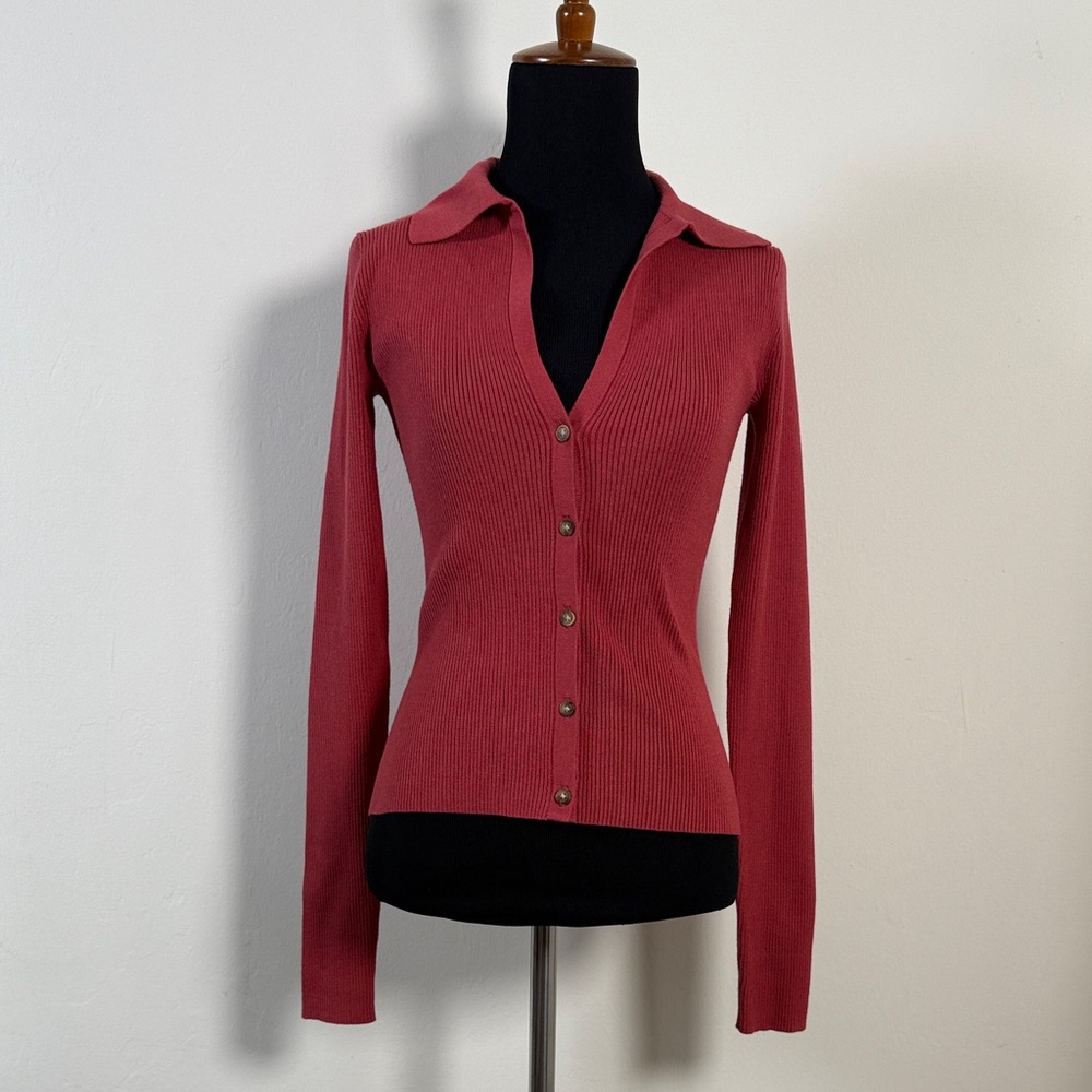 INTERMIX Ribbed Button-Up Cardigan P (XS)